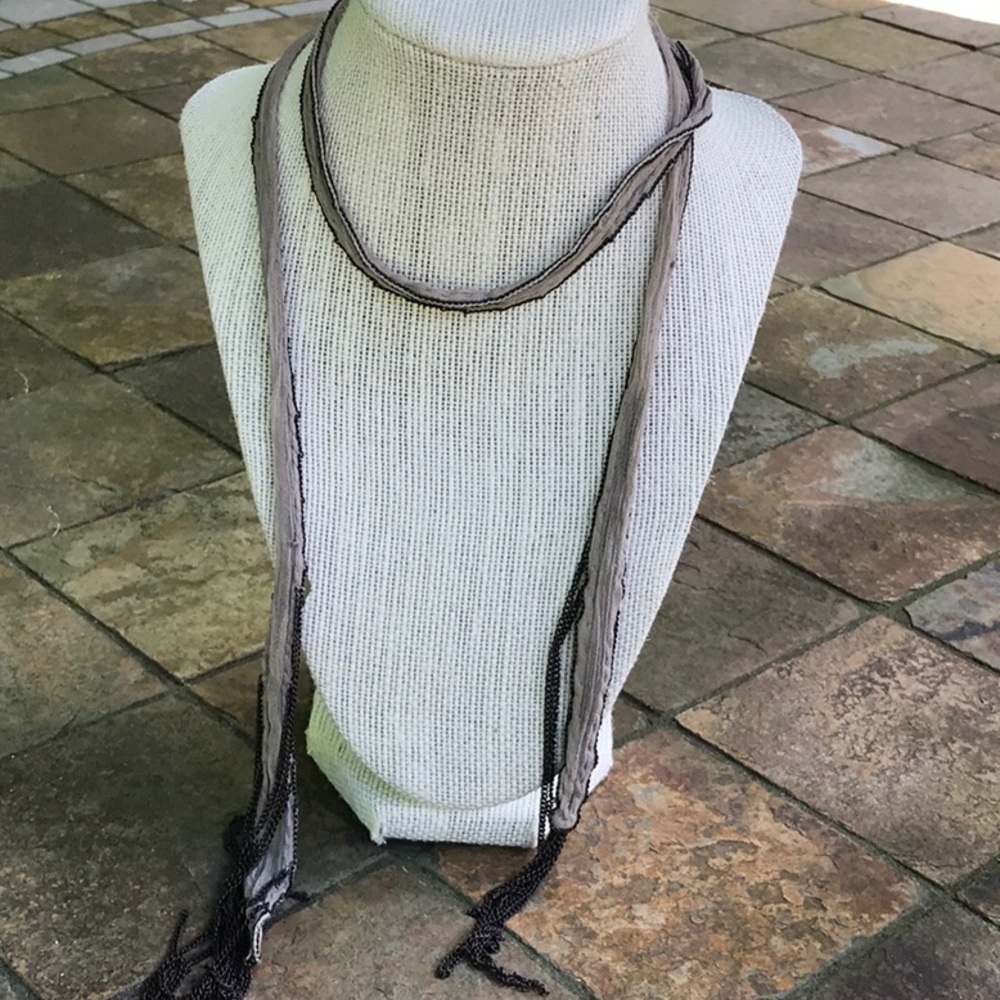 Fabric and beaded necklace